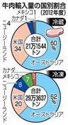 牛肉輸入量の国別割合（２０１２年度）