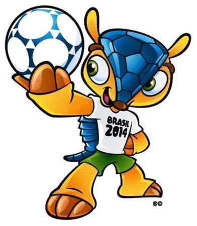 ２０１４年ワールドカップ（Ｗ杯）ブラジル大会（サッカー）の公式マスコット「フレコ（Fuleco）」。フレコはポルトガル語でサッカーを意味する「futebol」と、エコロジーを意味する「ecologia」を組み合わせた造語。ブラジルの固有種で、絶滅の恐れがあるミツオビアルマジロを採用した。