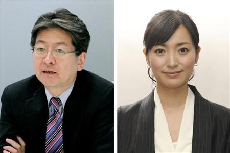 マネックス証券の松本大社長（左）と大江麻理子さん